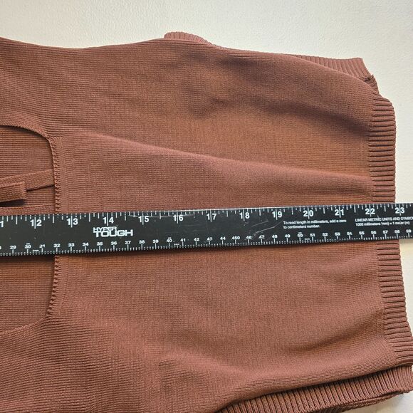 Forever 21 Sweater Women's Small Brown Mock Neck Open Back w/ Ties Side Slits - Picture 9 of 16